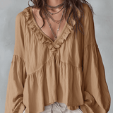 Airy Vintage-Inspired Ruffle Soft Ruffle Bohemian Blouse