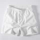 Twisted Jacquard Button Up Knit Shirt & Crinkle Textured Drawstring 5" Shorts