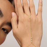 Beaded Handchain Bracelet | Gold