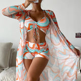 Gabriela™ | Raštuotas 3 dalių bikinio komplektas