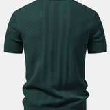 Geometric Jacquard Open Knit Polo & Straight Leg Ribbed Pants