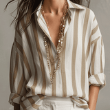 Casual Striped Cotton And Linen Long-Sleeved Shirt
