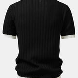 Contrast Textured Johnny Collar Polo & Slim Fit Tapered Trousers