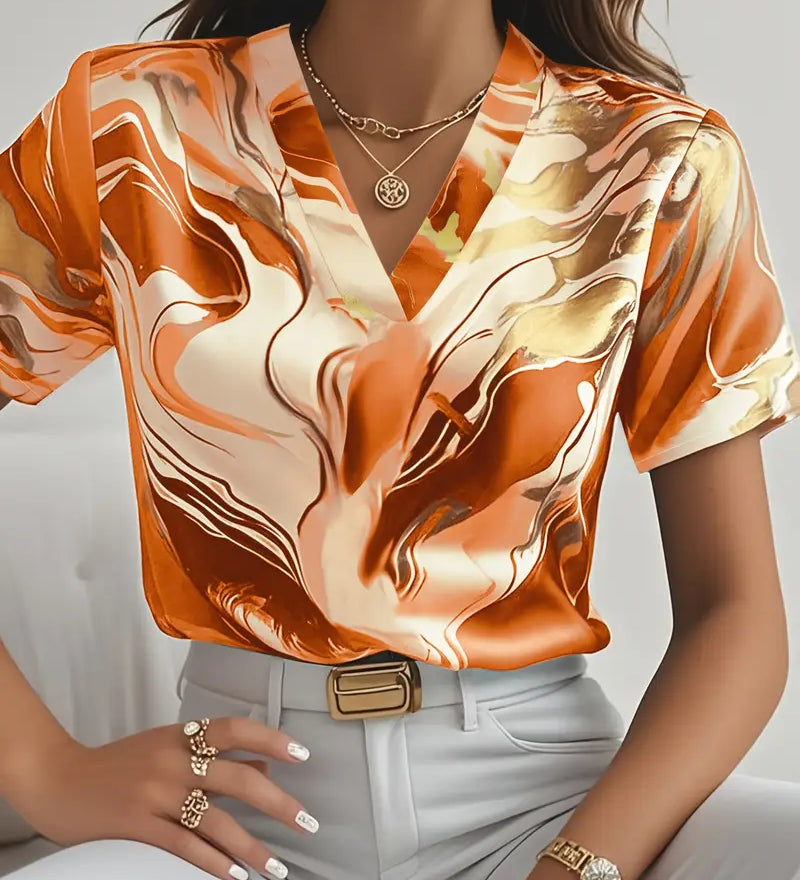 Mildred™ Marble Print Short Sleeve Shirt