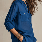 Bohemian Indigo Quiet Ease Button-Down Linen Shirt