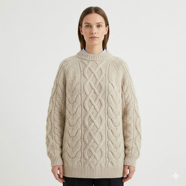 Women's Oversized Cable Knit Sweater — Warm Autumn Jumper