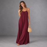 Backless Cami Dress - Wine Red