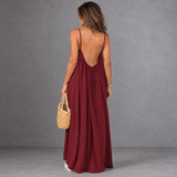 Backless Cami Dress - Wine Red