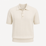 Marco De Santis | Ribbed Knit Polo Shirt with Tailored Fit Elegance For Men