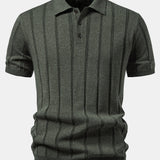Linen Ribbed Knit Polo & Slim Fit Tapered Trousers
