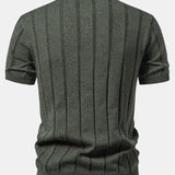 Linen Ribbed Knit Polo & Slim Fit Tapered Trousers