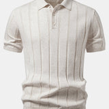 Linen Ribbed Knit Polo & Slim Fit Tapered Trousers