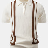 Contrast Waffle Zipper Knit Polo & Slim Fit Tapered Trousers