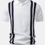 Contrast Textured Knit Polo & Slim Fit Tapered Trousers