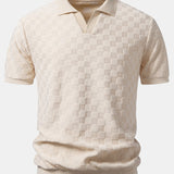 Checkerboard V-Neck Knit Polo & Slim Fit Tapered Trousers