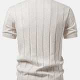 Linen Ribbed Knit Polo & Slim Fit Tapered Trousers