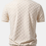 Checkerboard V-Neck Knit Polo & Slim Fit Tapered Trousers