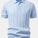 Linen Ribbed Knit Polo & Slim Fit Tapered Trousers