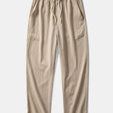 Geometric Jacquard Open Knit Polo & Crinkle Textured Straight Leg Pants