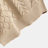Geometric Jacquard Open Knit Polo & Straight Leg Ribbed Pants