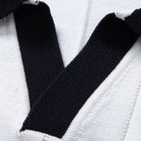 Contrast Trim Ribbed Johnny Collar Knit Polo & Slim Fit Tapered Trousers