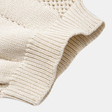 Johnny Collar Striped Open Knit Polo & Straight Leg Linen Pants