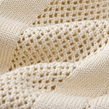 Johnny Collar Striped Open Knit Polo & Straight Leg Linen Pants