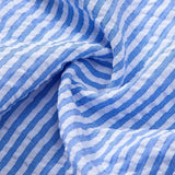 Striped Seersucker Shirt with High Collar