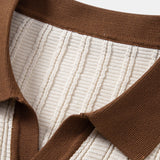 Contrast Textured Johnny Collar Polo & Slim Fit Tapered Trousers