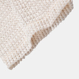 Relax Fit Crocheted V Neck Polo & Crinkle Textured Drawstring 5" Shorts
