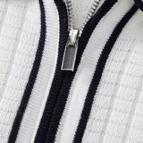 Contrast Trim Waffle Zipper Knit Polo & Slim Fit Tapered Trousers