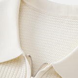 Contrast Waffle Zipper Knit Polo & Slim Fit Tapered Trousers