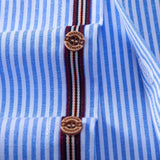 Short Sleeve Cotton Stripe Stand Collar Shirt & Straight Leg Linen Pants