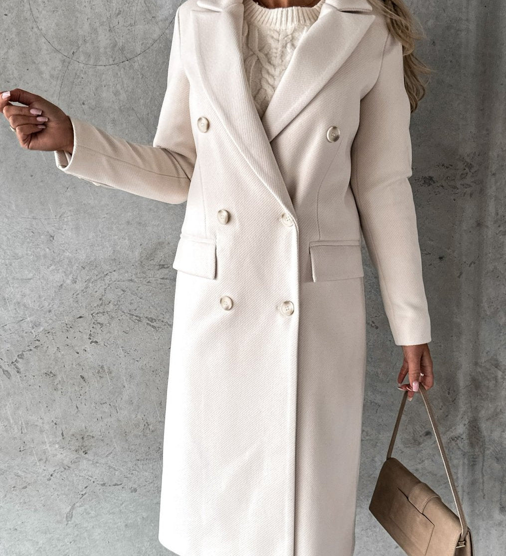 Valentina Moreau | Luxury Double-Breasted Long Coat For Women