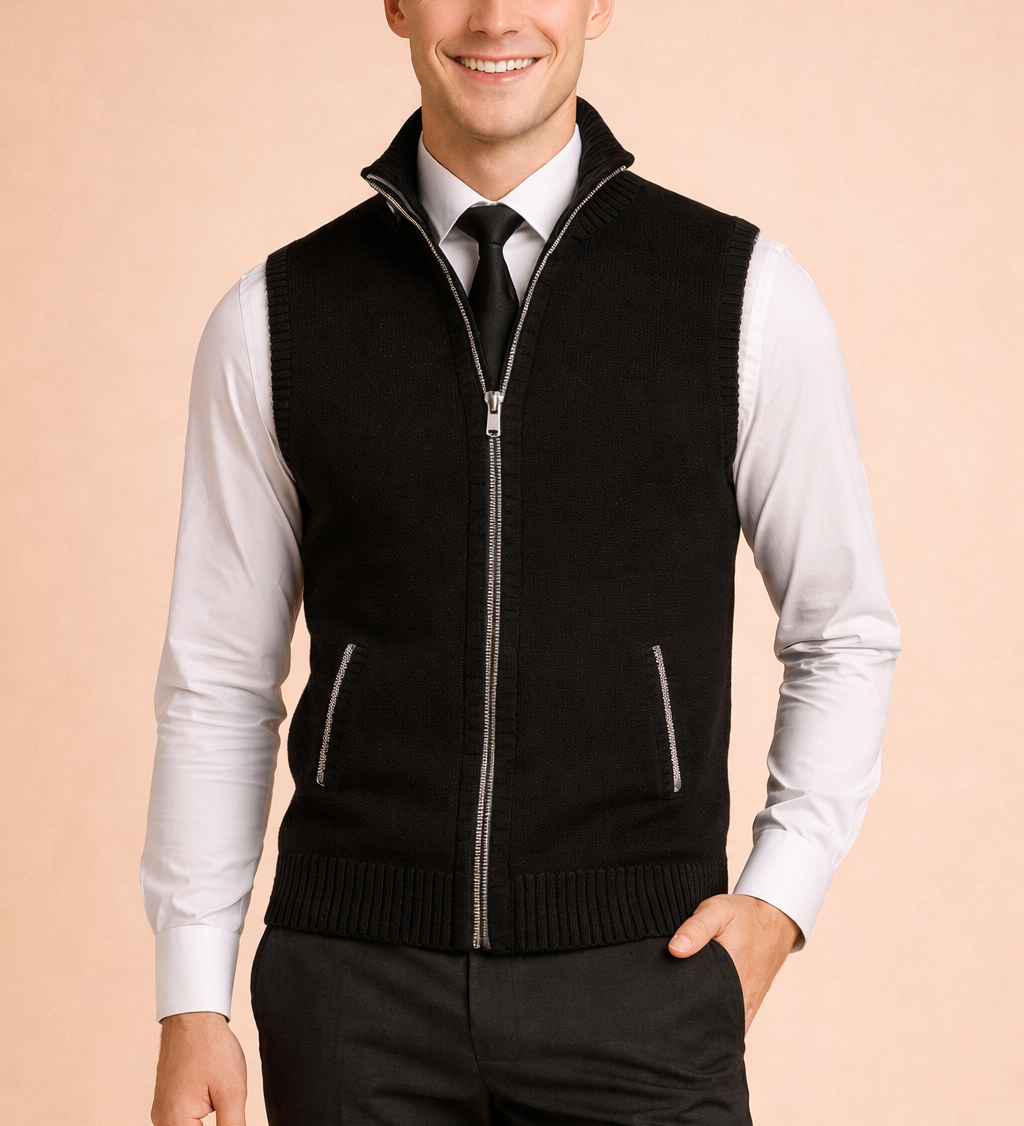 Luca Moretti | Refined Knit Zip Bodywarmer For Men