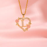 Floral Charm Initial Necklace | Gold