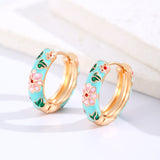 Colorful Floral Hoop Earrings | Gold