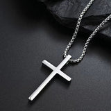 Bezel Cross Necklace | White Gold