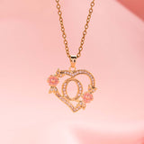 Floral Charm Initial Necklace | Gold