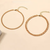 Layered Cuban Link Anklet | Gold