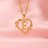 Floral Charm Initial Necklace | Gold