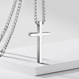 Bezel Cross Necklace | White Gold