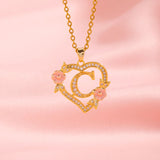Floral Charm Initial Necklace | Gold
