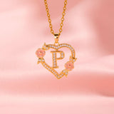 Floral Charm Initial Necklace | Gold