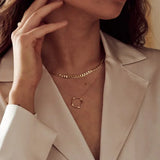 Flat Link Curb Chain Necklace | Gold