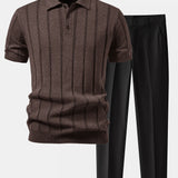 Linen Ribbed Knit Polo & Slim Fit Tapered Trousers
