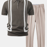 Contrast Zipper Polo & Slim Fit Tapered Trousers