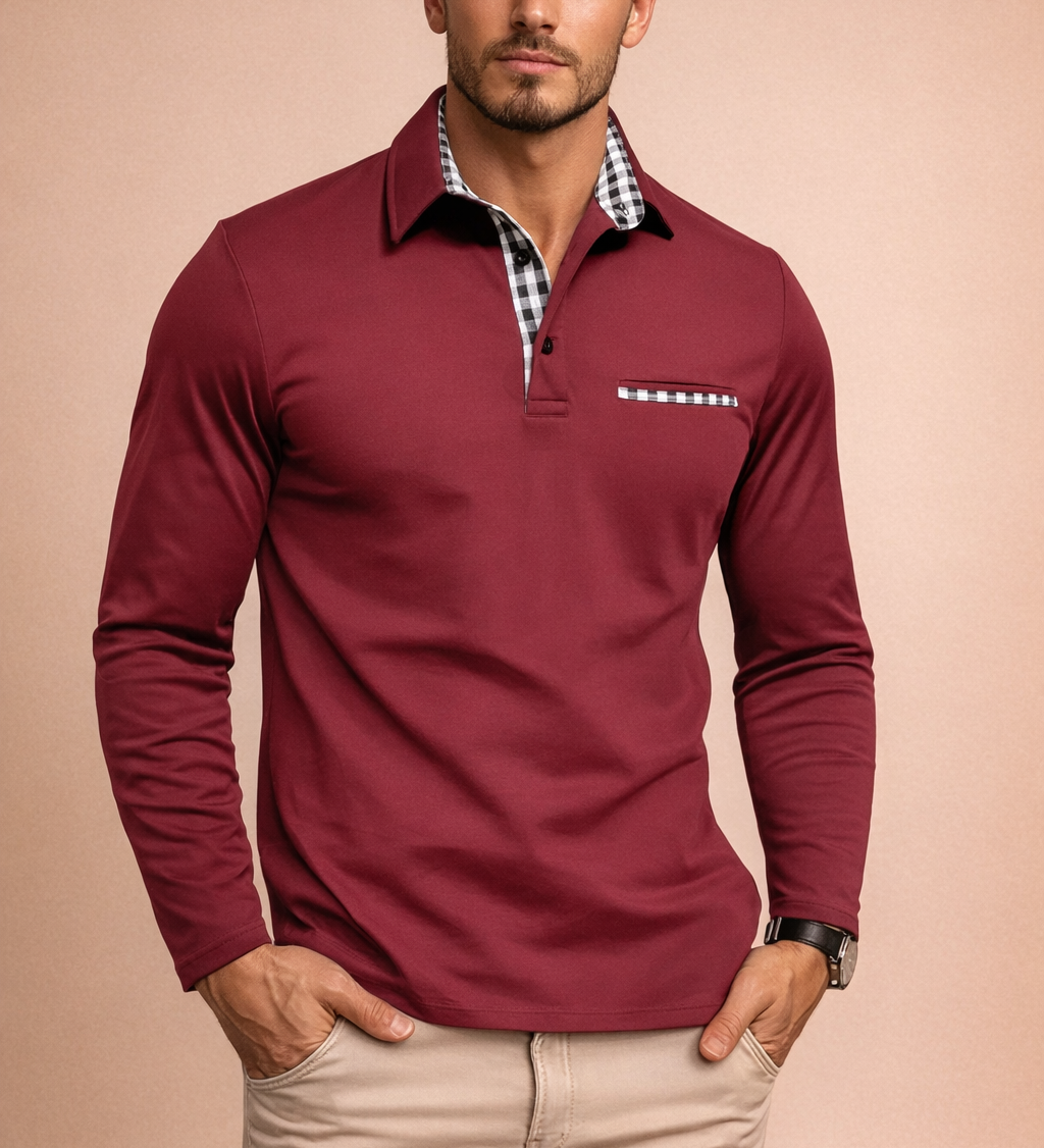 Luca Moreau | Long Sleeve Polo Shirt For Men
