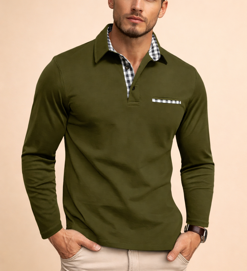 Luca Moreau | Long Sleeve Polo Shirt For Men