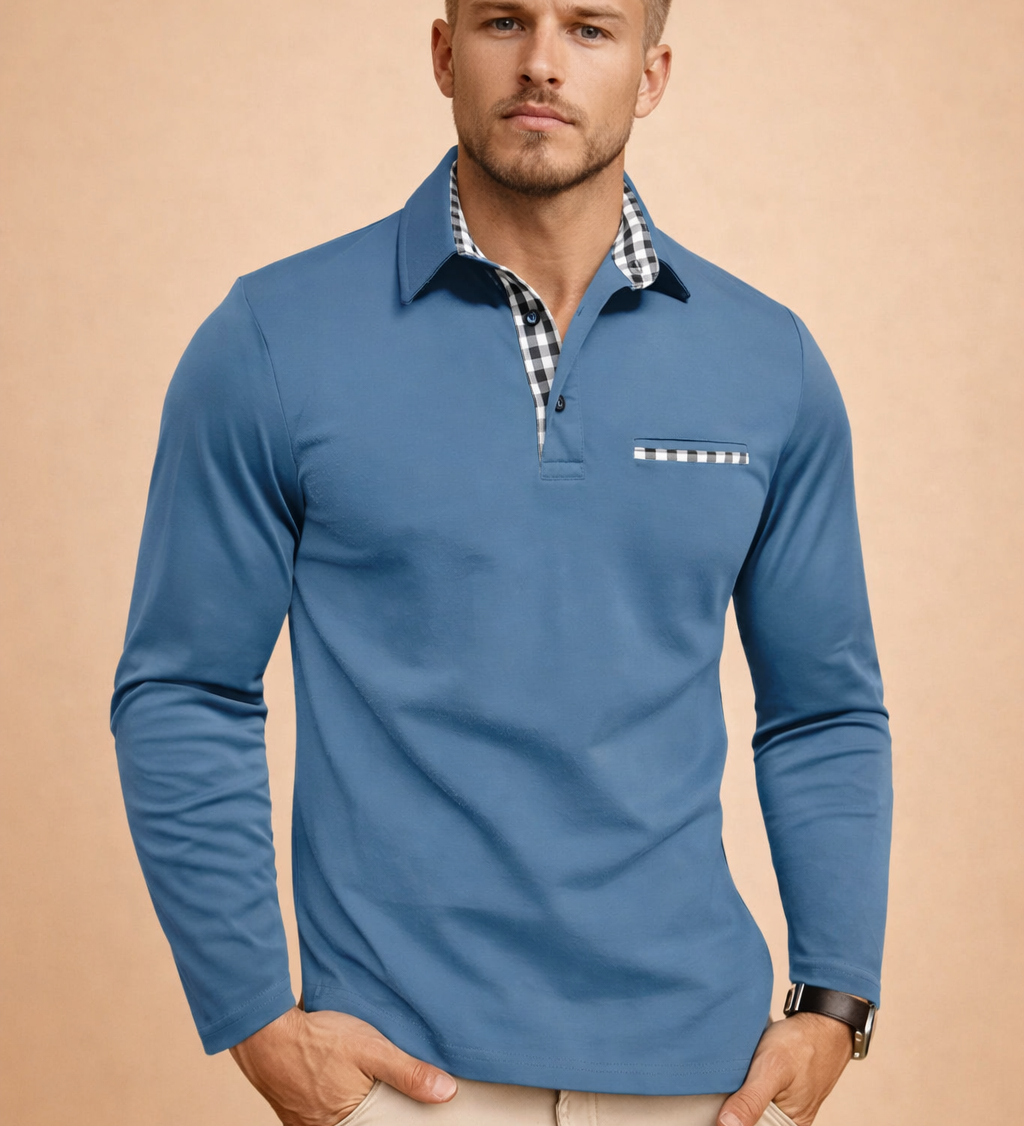 Luca Moreau | Long Sleeve Polo Shirt For Men